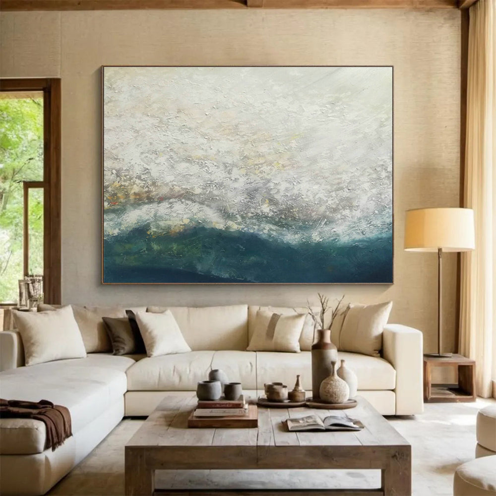 Gray - White Wave Abstract Art for Minimalist Coastal Home Beach - Themed Bedrooms DLZ2682
