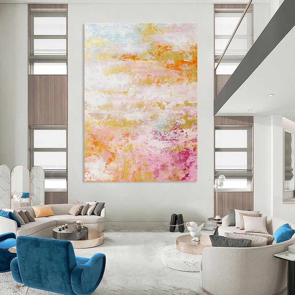 Pink - Gold Abstract Art for Luxury Bridal Suite Living Areas DLZ0047