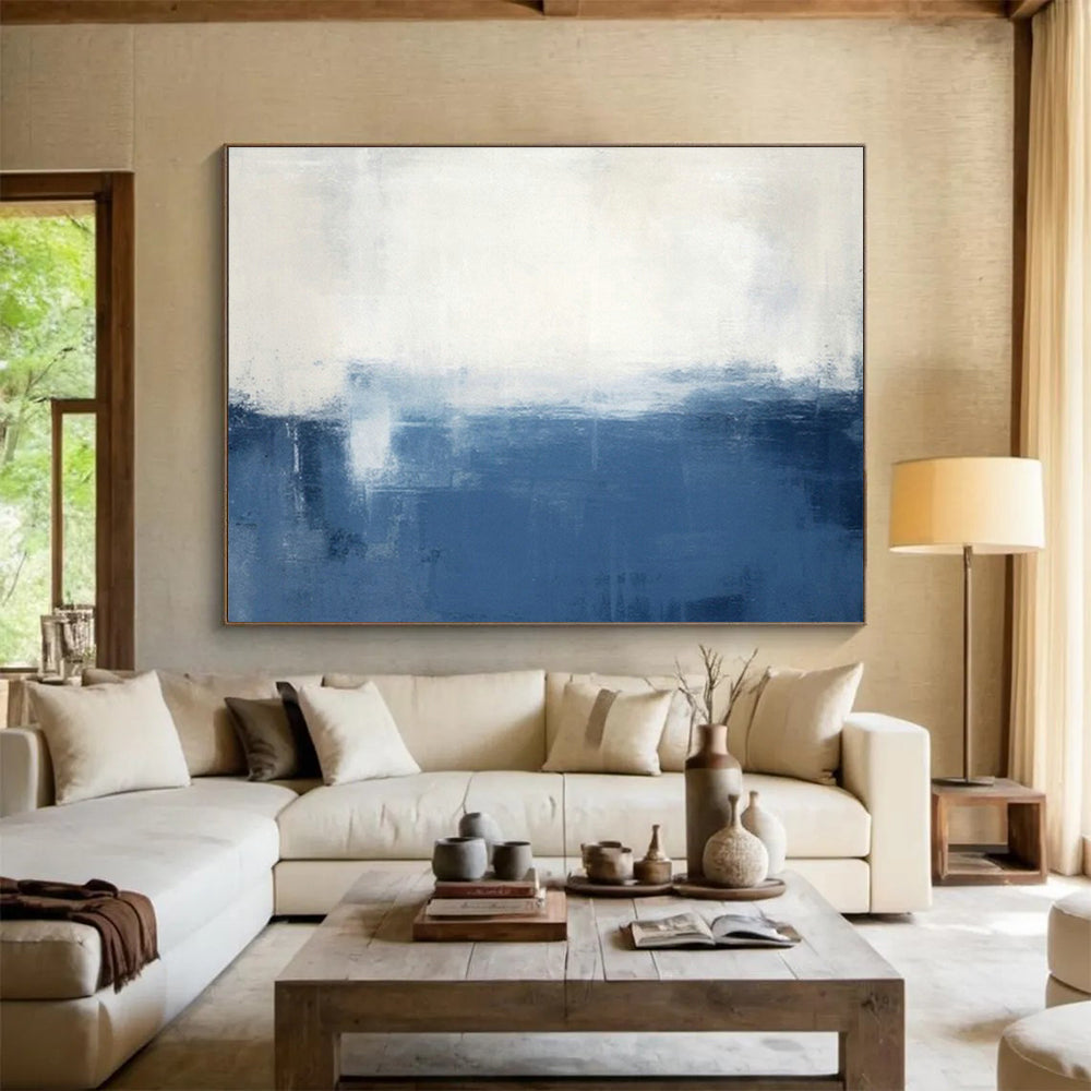 Blue - White Gradient Abstract Art for Coastal Home Bedroom Accents DLZ2650