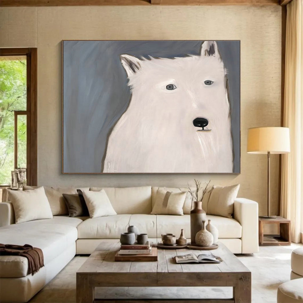 Minimalist White Bear Portrait Art for Kids’ Playroom DLZ2806