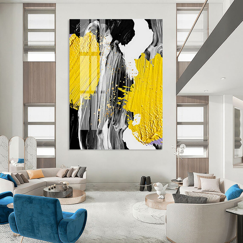 Yellow, Gray, and Gold Abstract Splash Art for Creative Agency & Energetic Retail Space DLZ2226