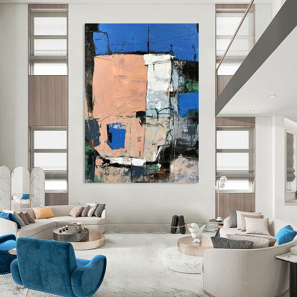 Architectural Color Block Abstract Art for Industrial - Chic Loft & Design - Focused Office DLZ0765