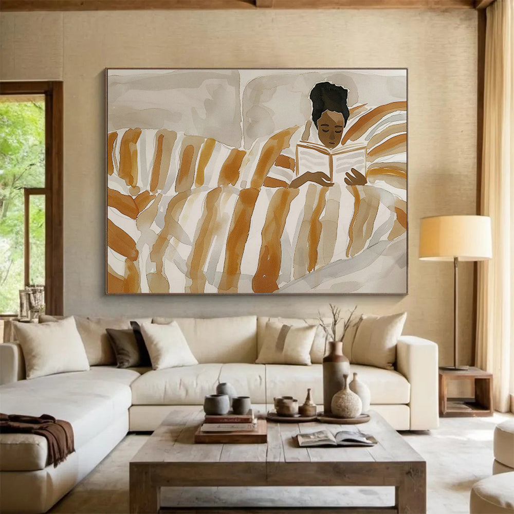 Reading in Bed Figure Art for Cozy Home Library Corners DLZ2614