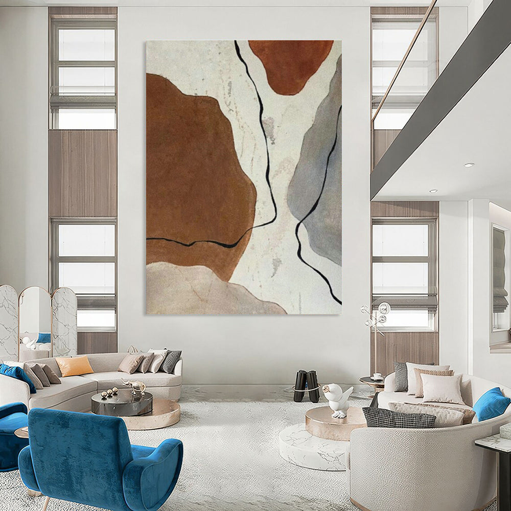 Earth - Toned Abstract Shapes Art for Desert Retreat & Pottery Studio DLZ0623