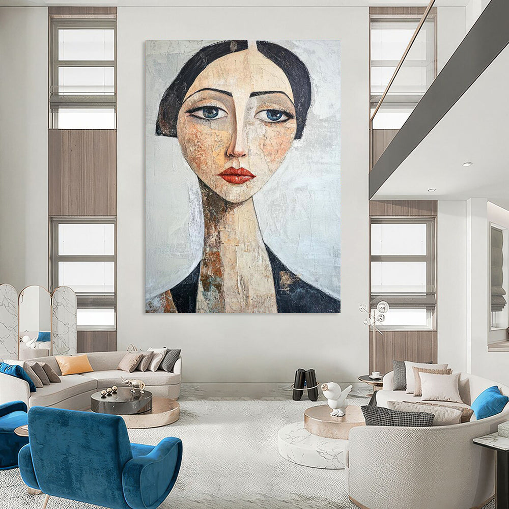 Stylized Female Portrait Art for Modern Home Office & Art - Inspired Café DLZ2354