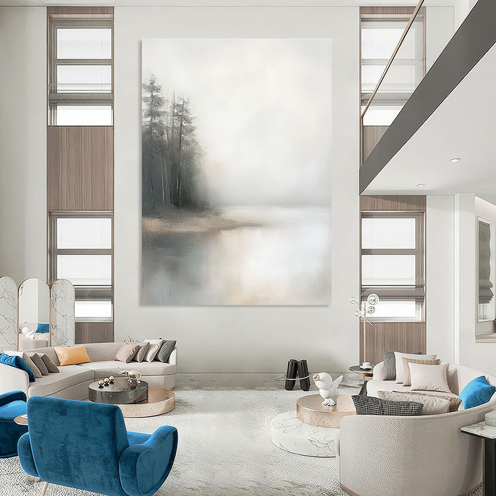 Foggy Forest Lake Art for Yoga Studio & Bedroom STSC089