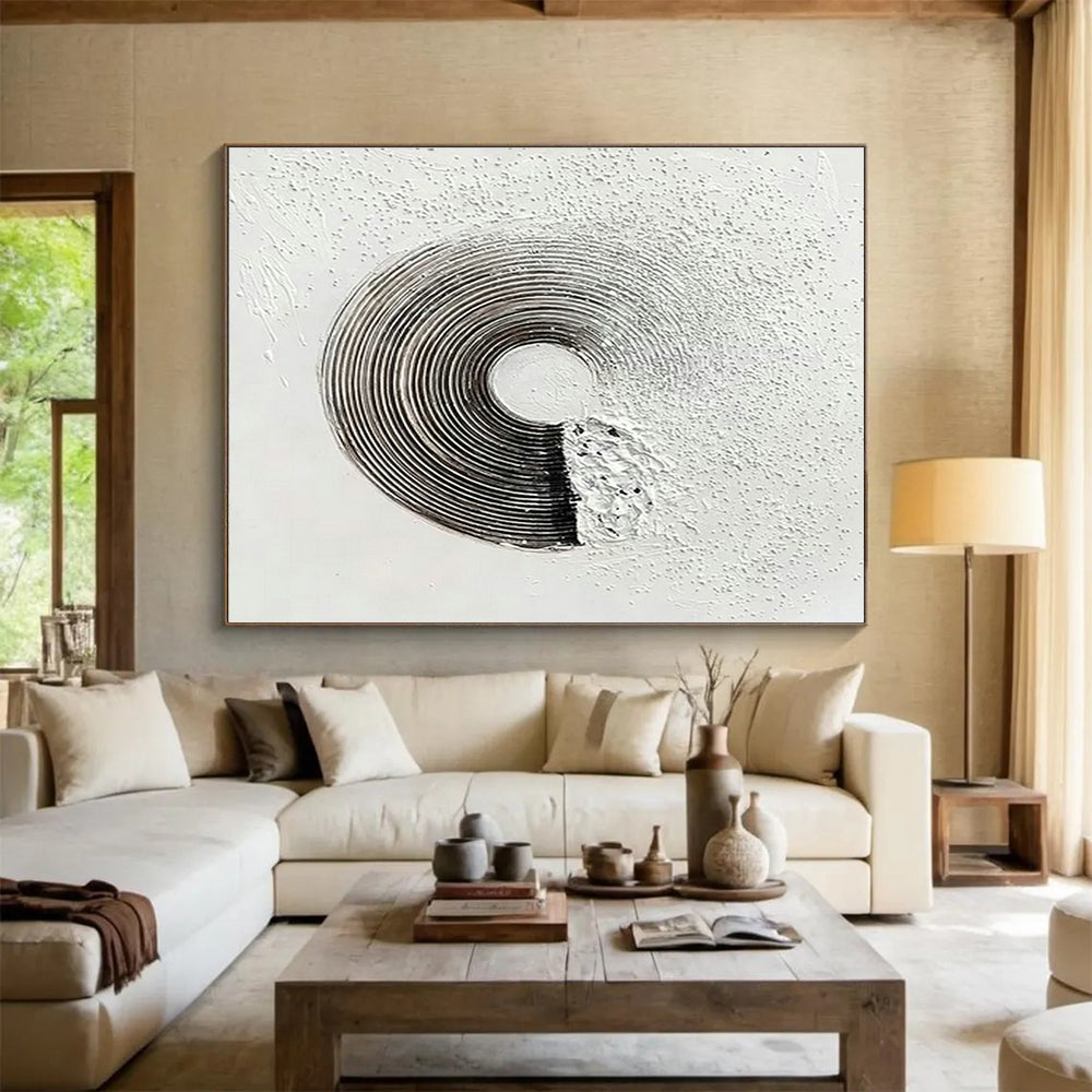 Black - White Textured Abstract for Minimalist Gallery DLZ3029