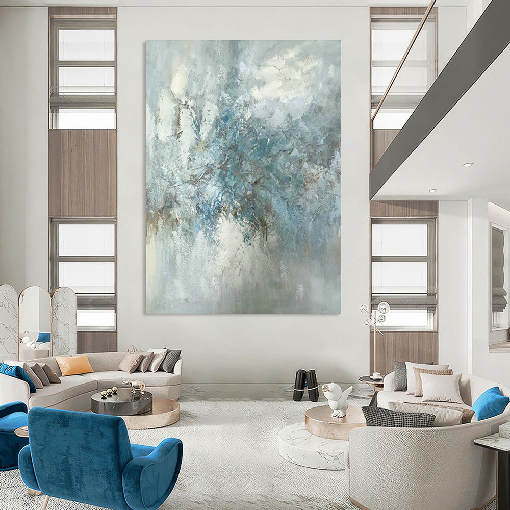 Blue - Grey Abstract Art for Living Room & Bedroom DLZ0475