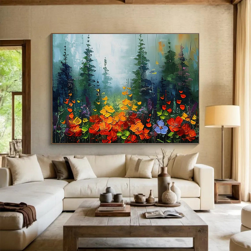 Flower - Filled Forest Art for Bohemian - Style Garden Party Tent Decor DLZ3216
