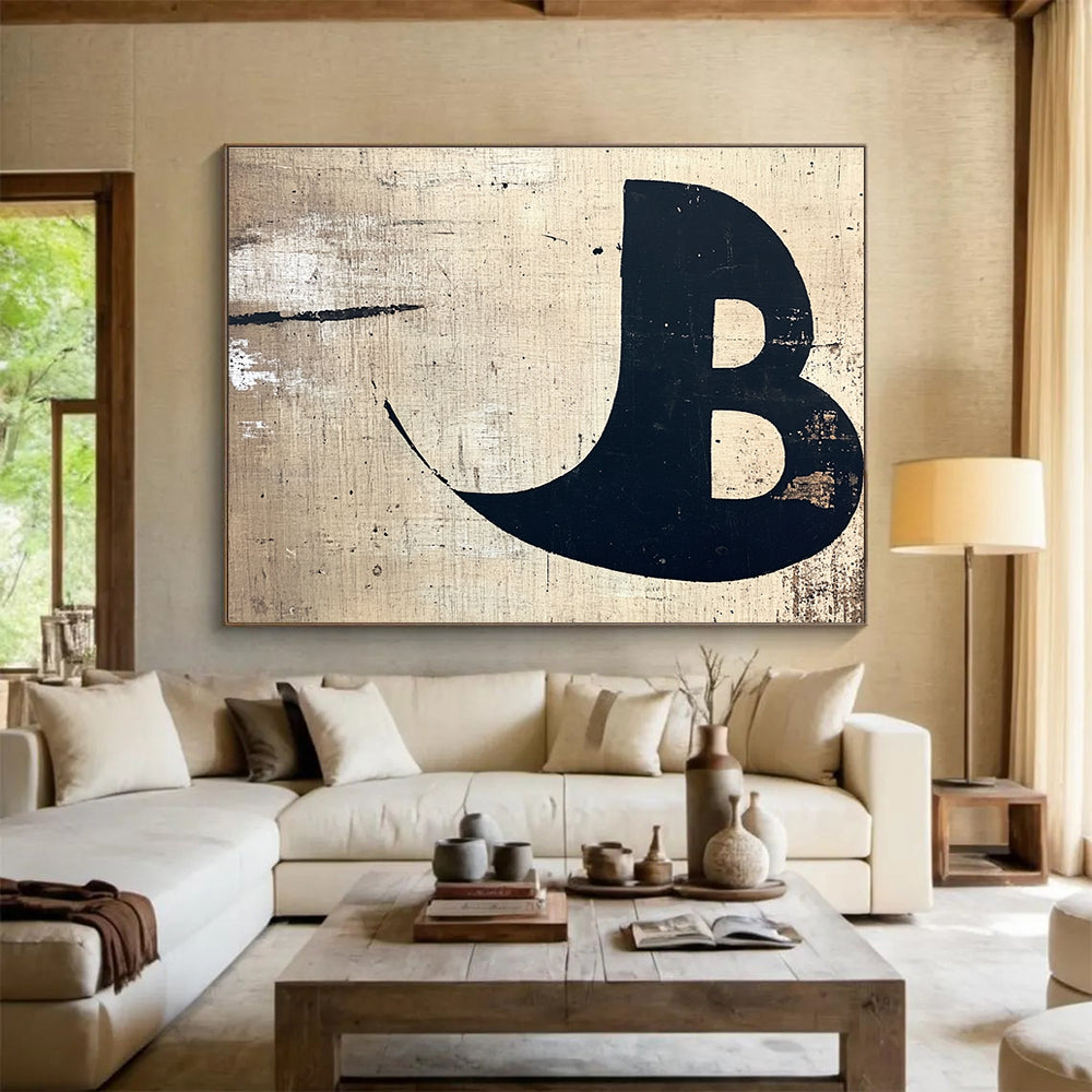 Distressed Letter B Art for Vintage - Themed Café & Industrial - Style Home SC438