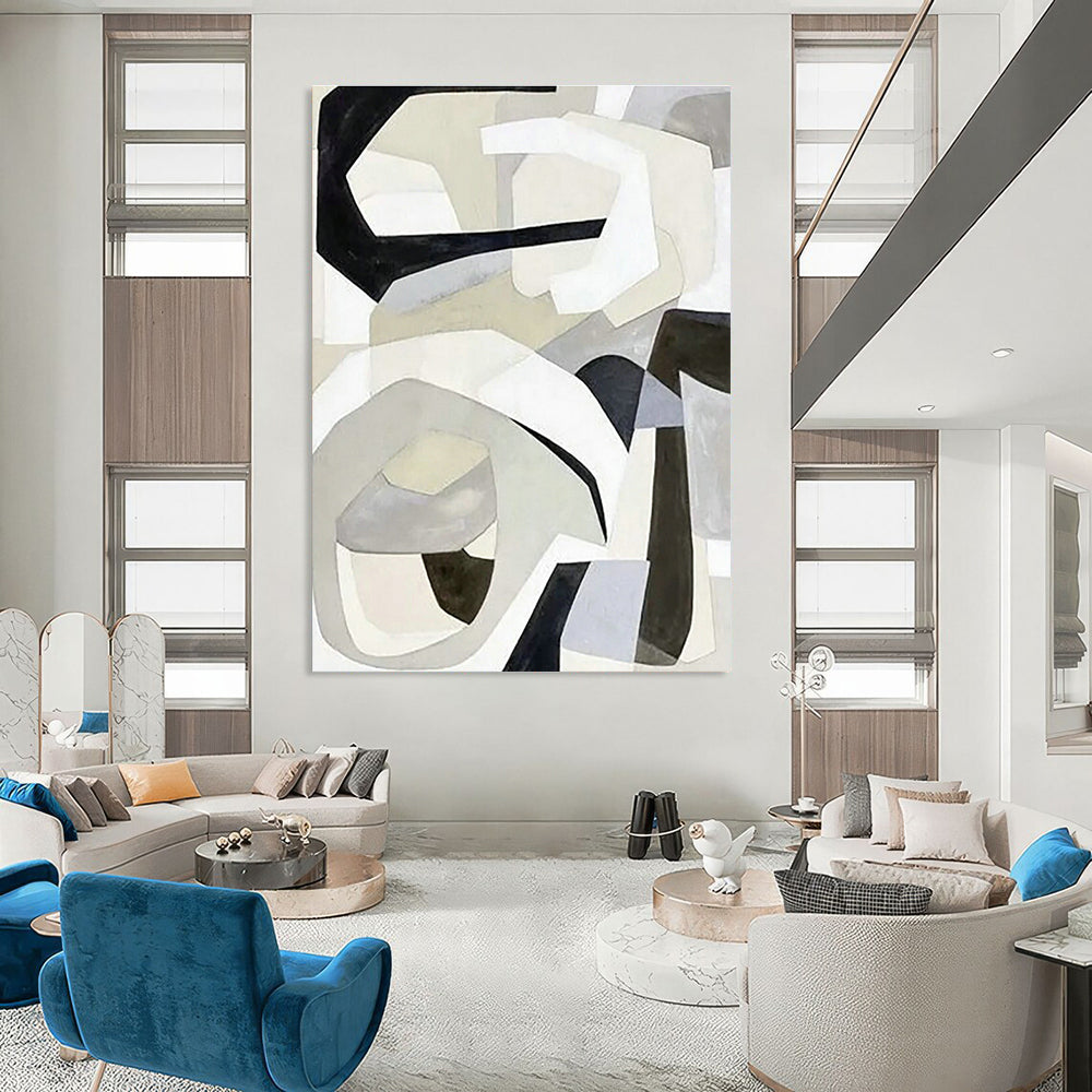 Gray - White Geometric Abstract Art for Minimalist Home & Creative Agency DLZ1148