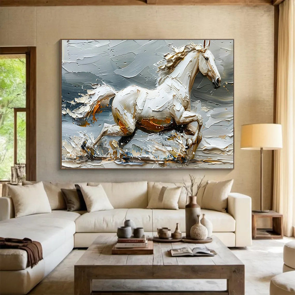 Galloping Horse Relief Art for Equestrian - Themed Clubhouse Dining Rooms DLZ3196