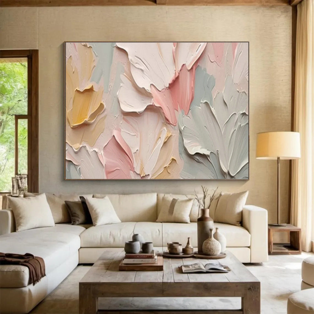 Textured Floral Relief Art for Elegant Bedroom Retreat DLZ3051
