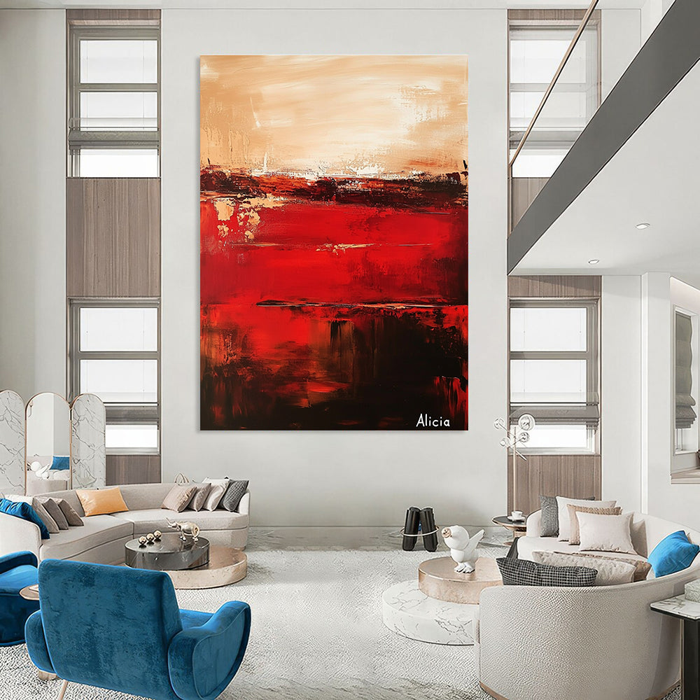 Red - Brown Abstract Art for Dining Room & Fireplace Area STSC690