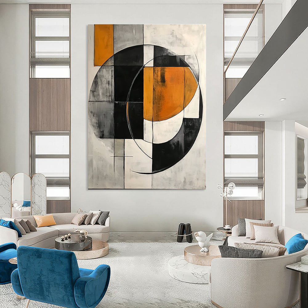 Orange - Accented Geometric Circle for Creative Studio & Contemporary Art Gallery STSC221