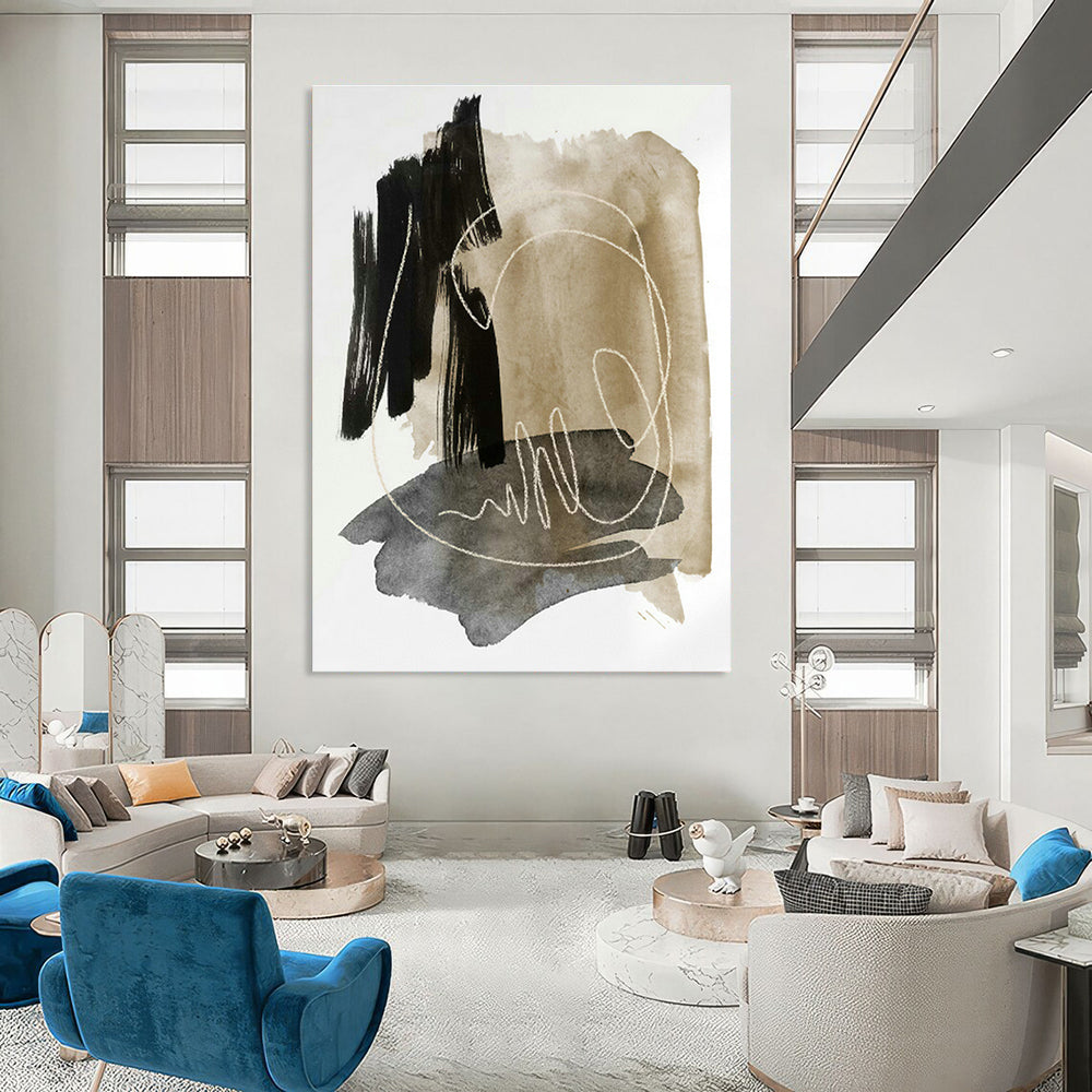 Ink - Line Abstract Art for Bohemian Living Room & Art Studio Break Area DLZ0976