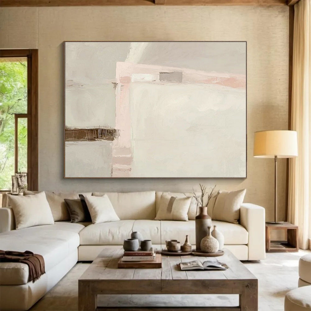 Light Pink - Grey Tone Abstract Art for Minimalist Bedroom DLZ2816