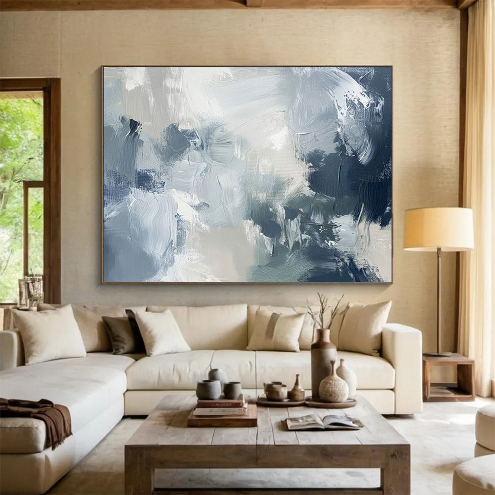 Gray - Blue Abstract Art for Contemporary Hotel Room Headboards DLZ2621