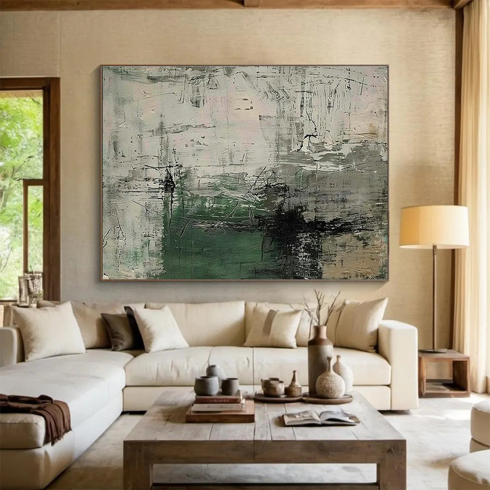 Gray - Green Abstract Art for Minimalist Office Waiting Rooms DLZ2535