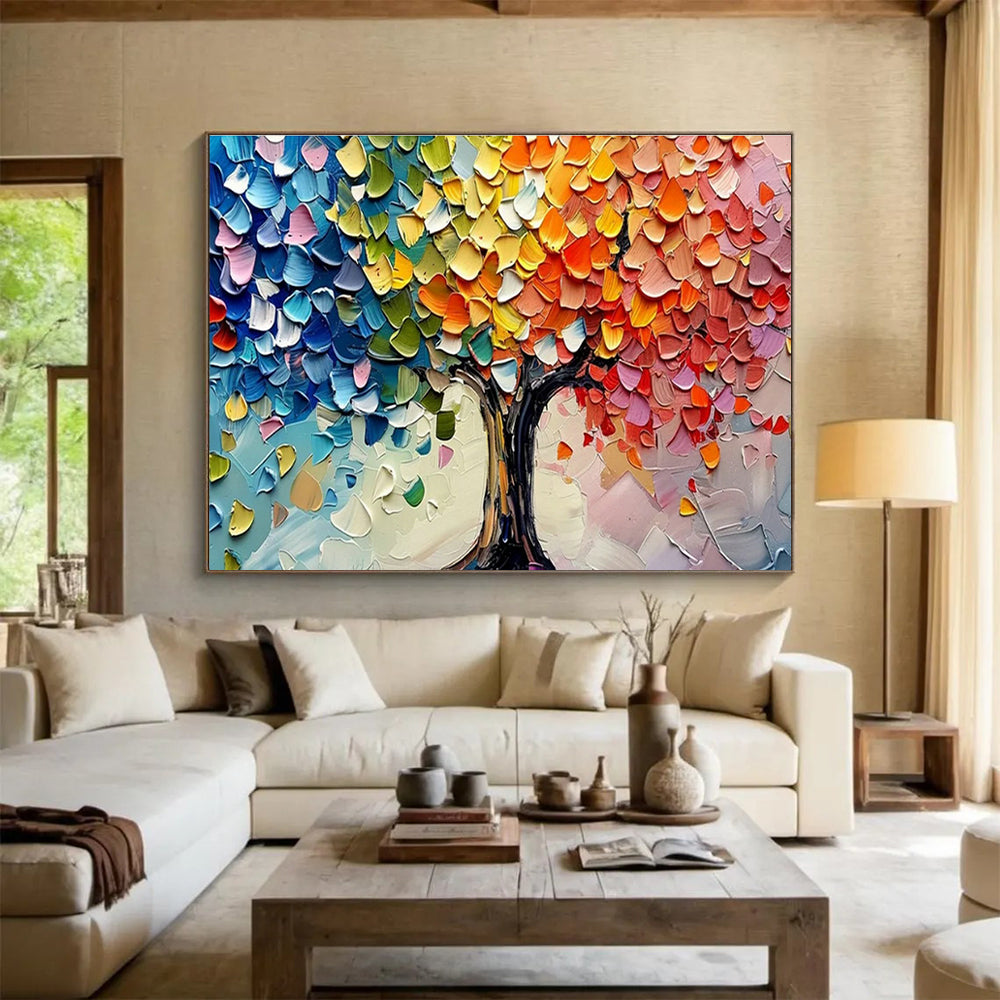 Colorful Tree Palette Knife Art for Modern Art Gallery Feature Walls DLZ3182