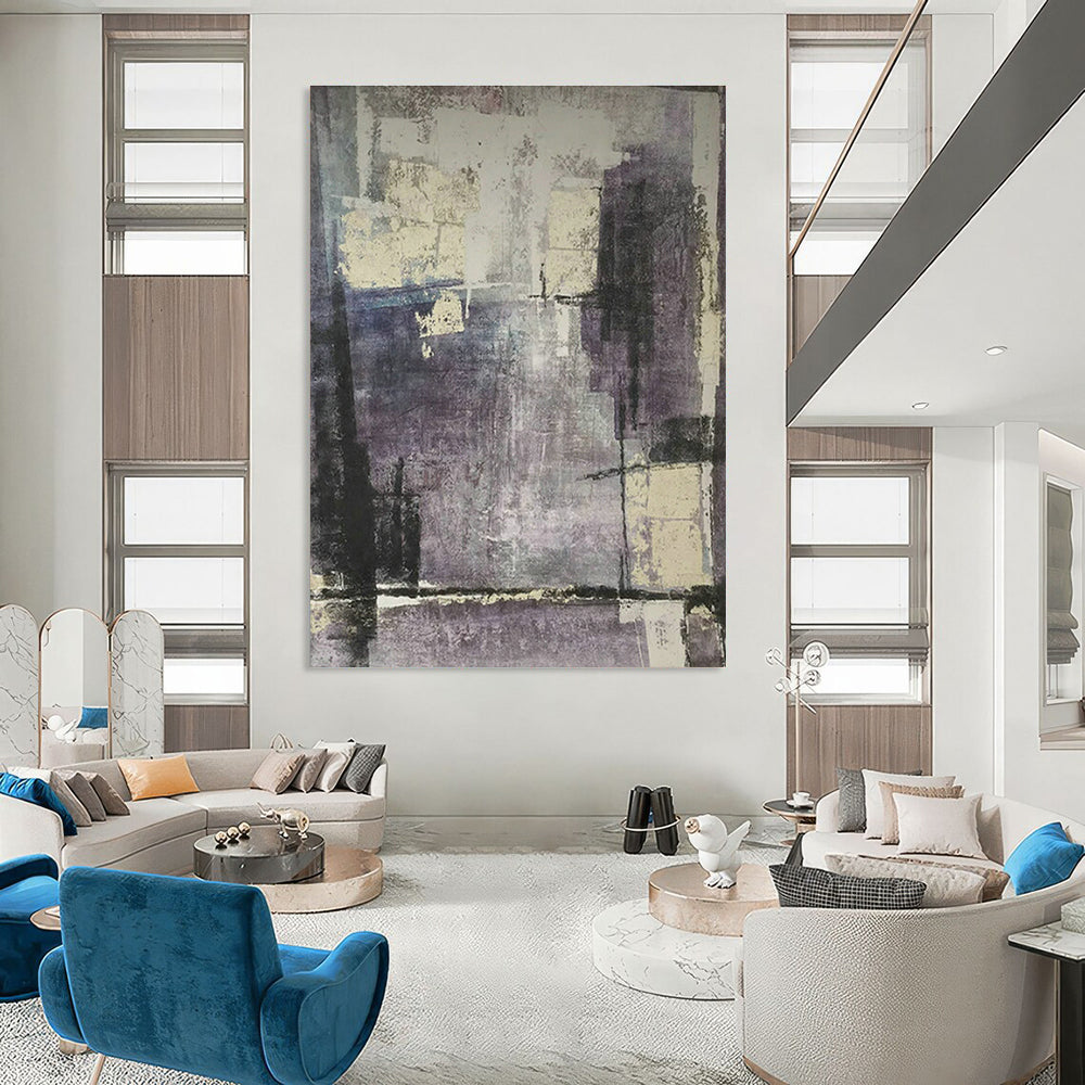 Purple - Gray Textured Abstract Art for Bohemian Home & Art Gallery Pop - Up DLZ1845