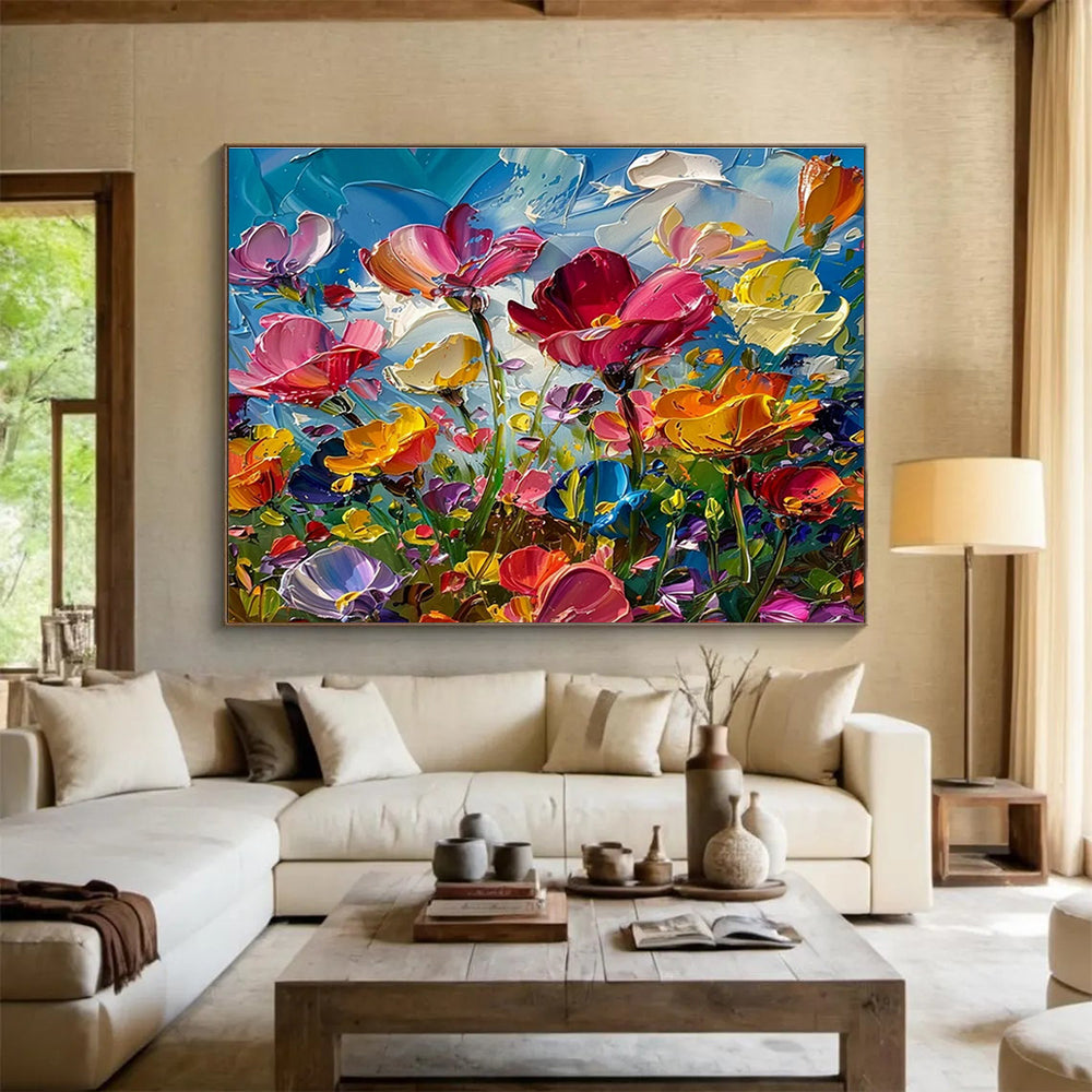 Colorful Flower Oil Painting for Bohemian - Style Garden Party Venues DLZ3178