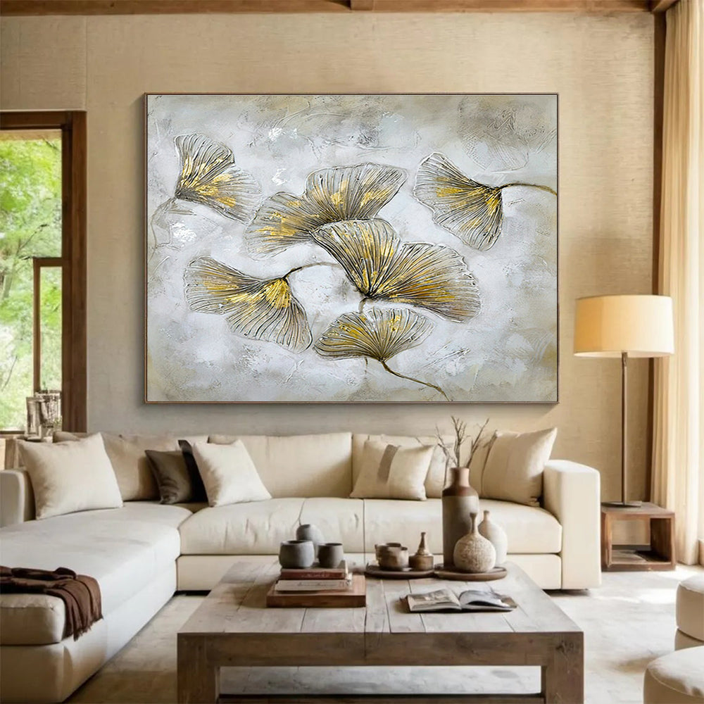 Ginkgo Leaf Relief Art for Zen - Inspired Spa Waiting Rooms DLZ3174