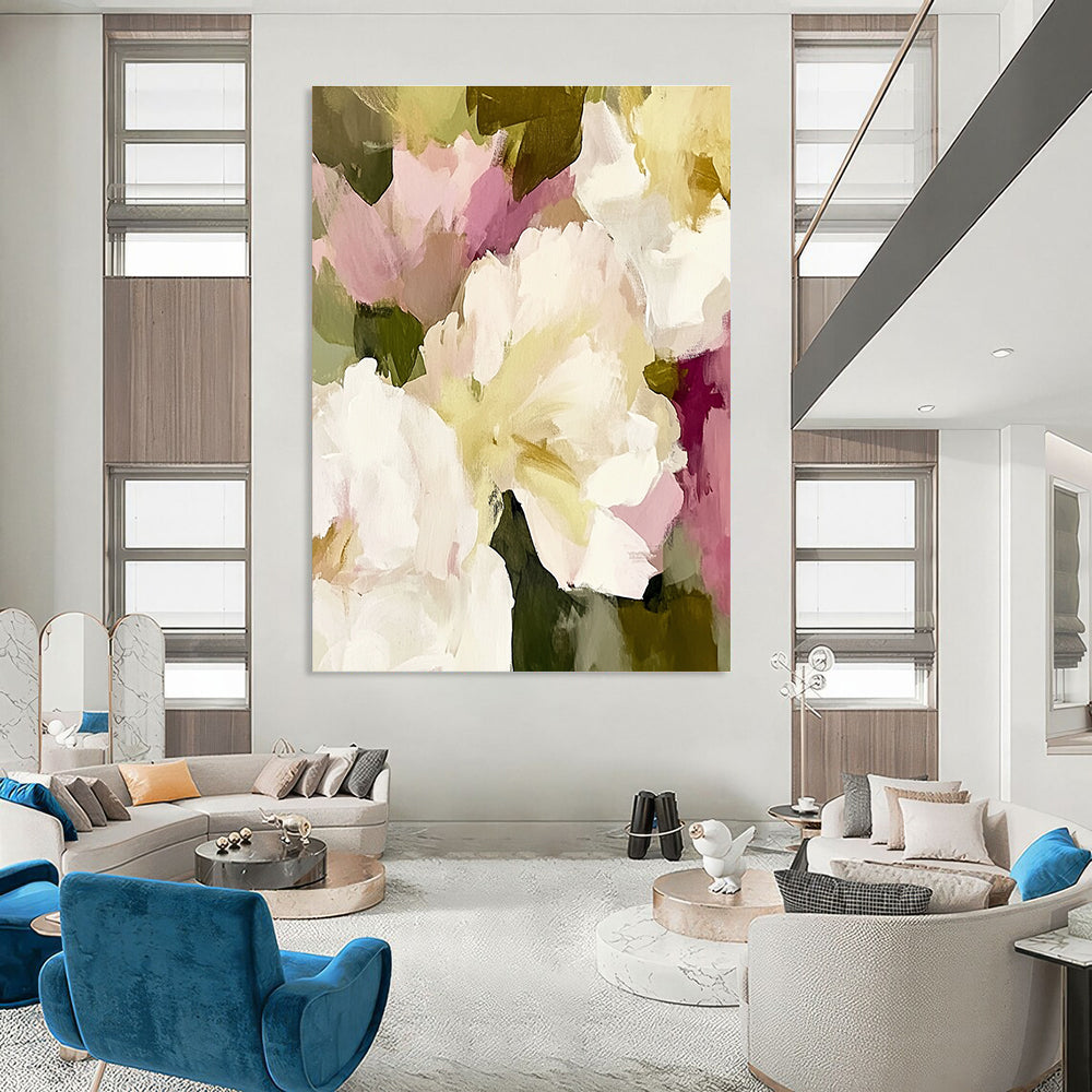 Delicate White - Pink Flower Art for Bridal Suite & Tea Room STSC055