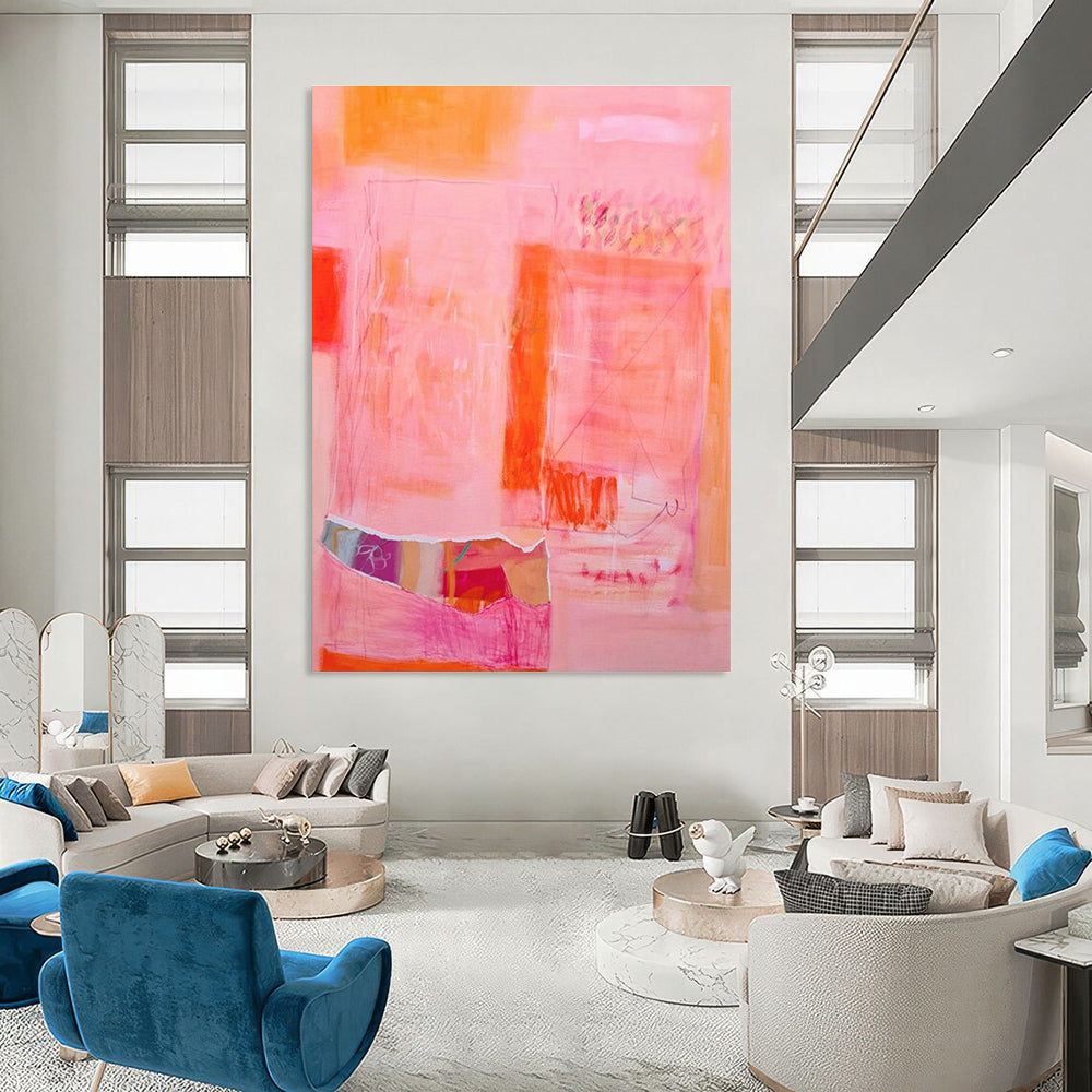 Pink - Orange Abstract Art for Romantic Bed and Breakfast Suites DLZ0177