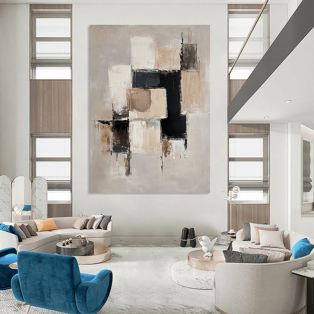 Beige - Toned Geometric Abstract for Minimalist Living Room & Modern Office STSC220