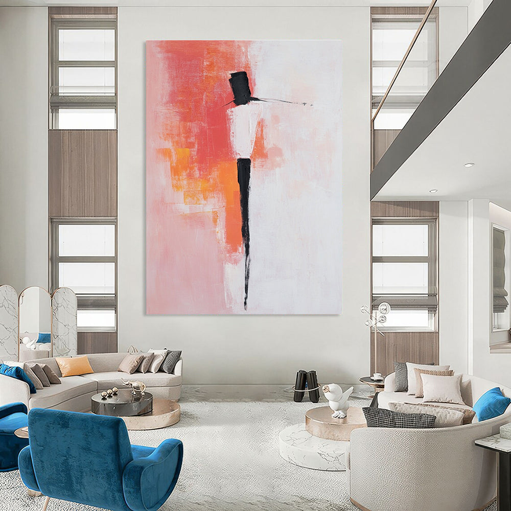 Coral and Black Abstract Figure for Bohemian - Style Bedroom & Art - Inspired Boutique STSC404