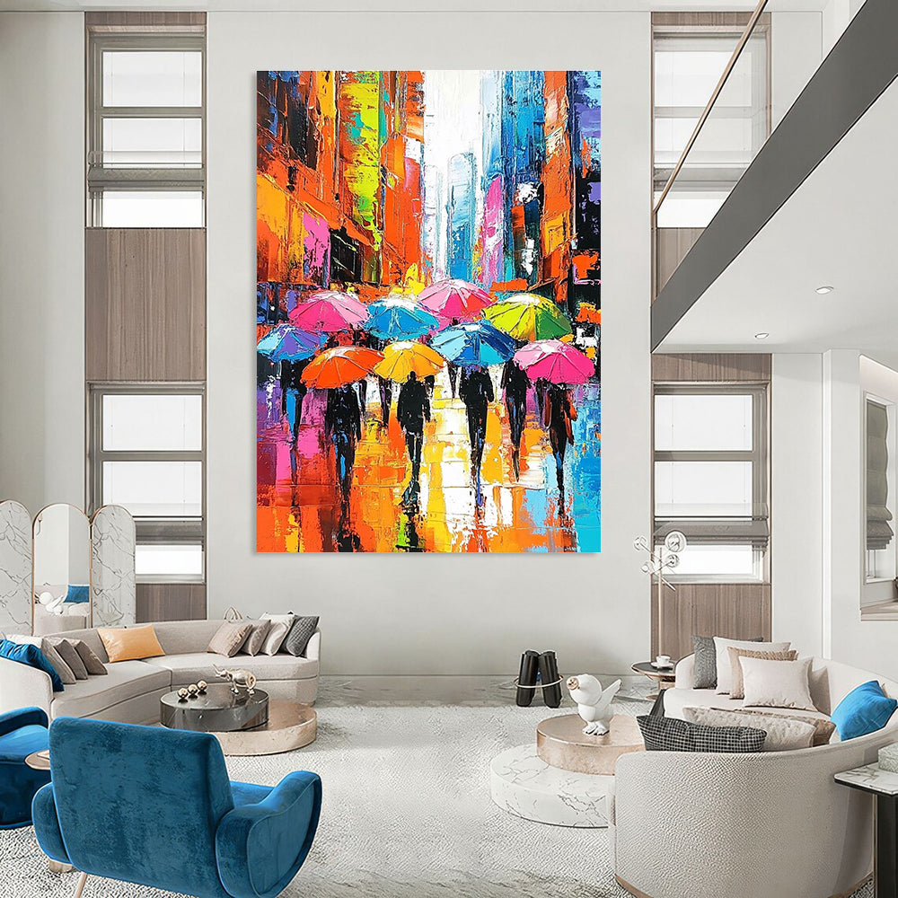 Colorful Umbrella Cityscape for Trendy City Apartment & Art - Loving Café STSC849