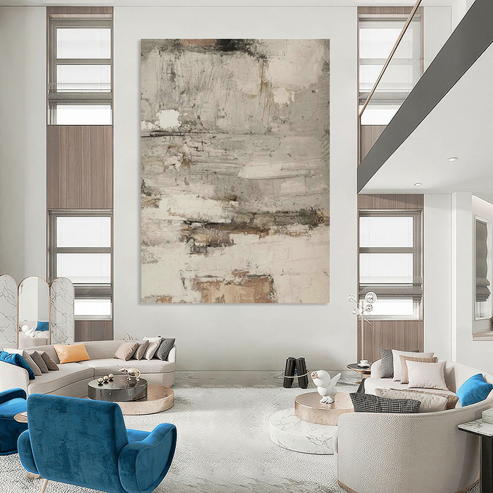 Gray - White Abstract Art for Calming Home Bedroom Ceiling Accents DLZ0209