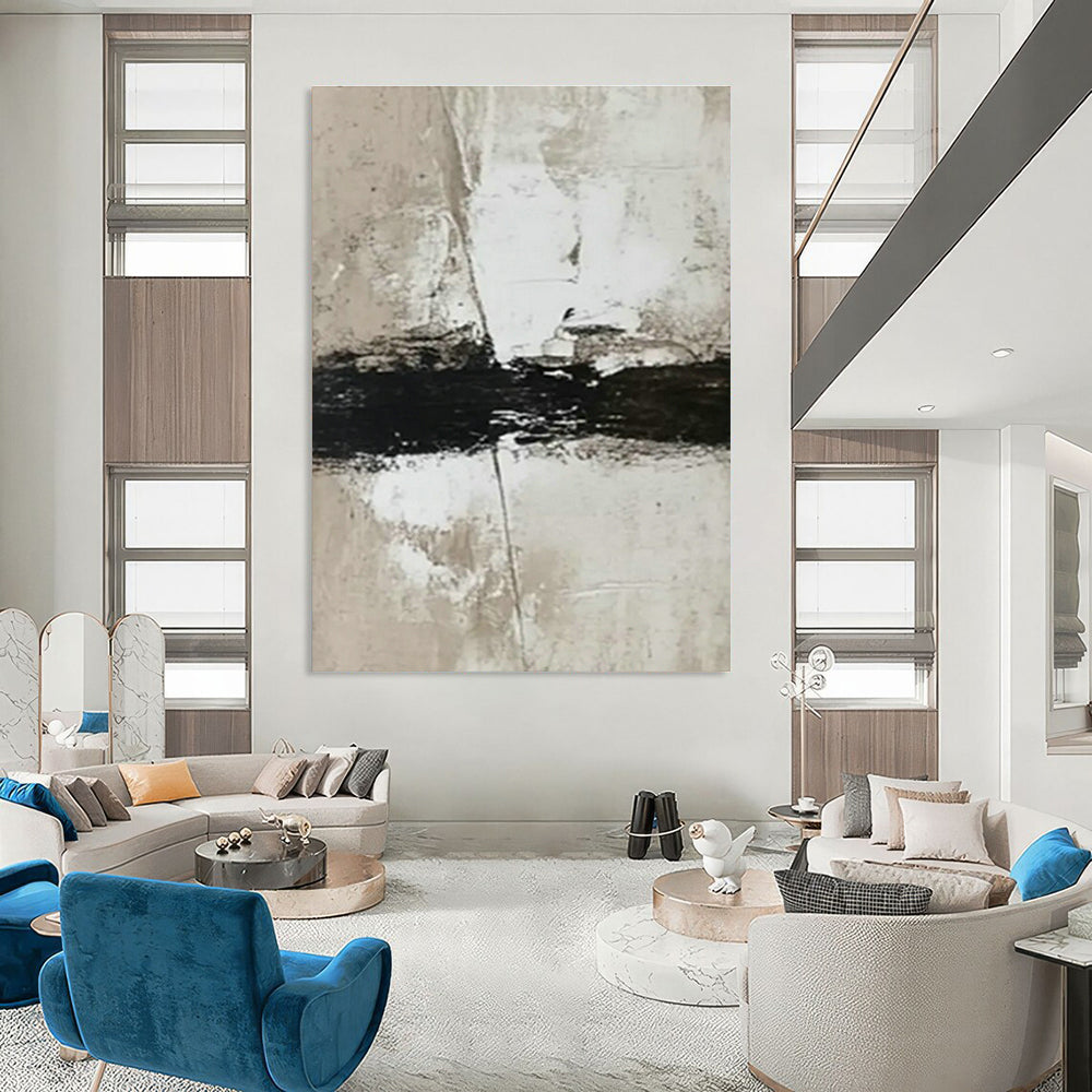 Black - Brown Minimalist Abstract Art for Modern Loft Study & Coffee Roaster Tasting Room DLZ0983