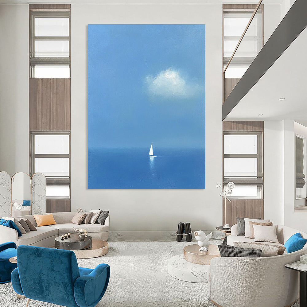 Solitary Sailboat at Sea for Minimalist Living Room & Relaxation Lounge STSC1255