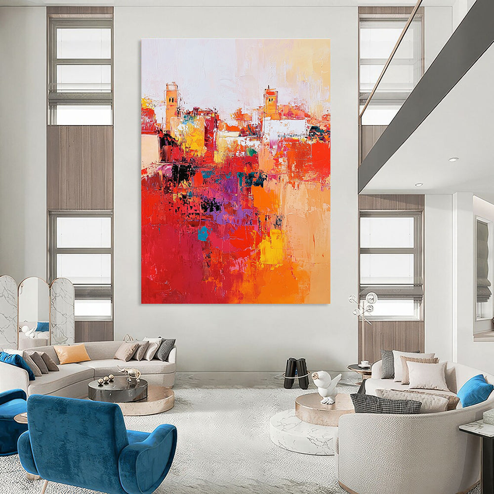 Colorful Abstract Cityscape for Contemporary Living Room & Travel - Inspired Café STSC556