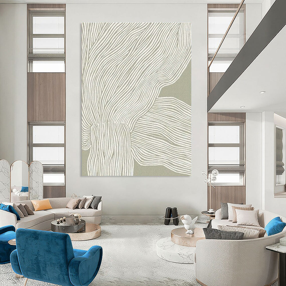 Gray - White Line Abstract Art for Minimalist Home & Contemporary Office DLZ1126