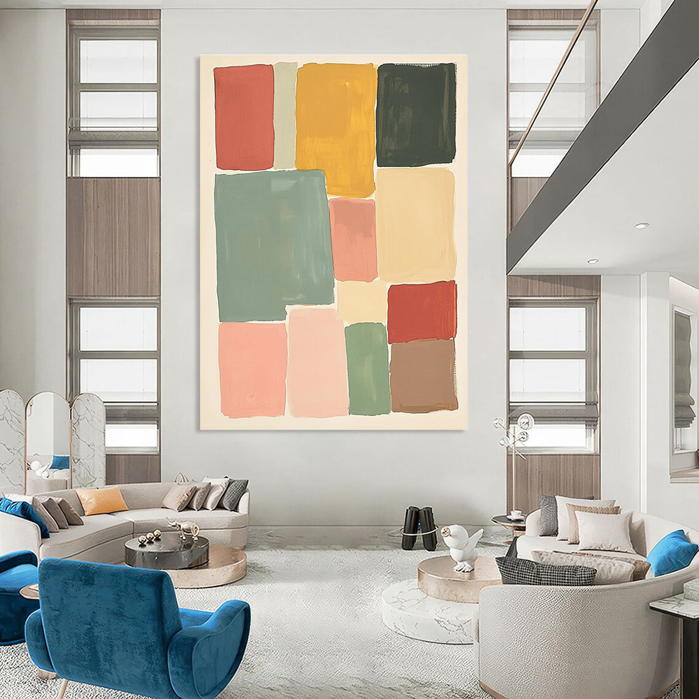 Geometric Color Block Art for Mid - Century Modern Home & Art - Lovers’ Office STSC1361