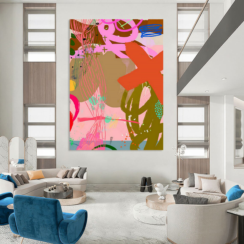 Pink - Purple Abstract Art for Trendy Beauty Salon Waiting Areas DLZ0154