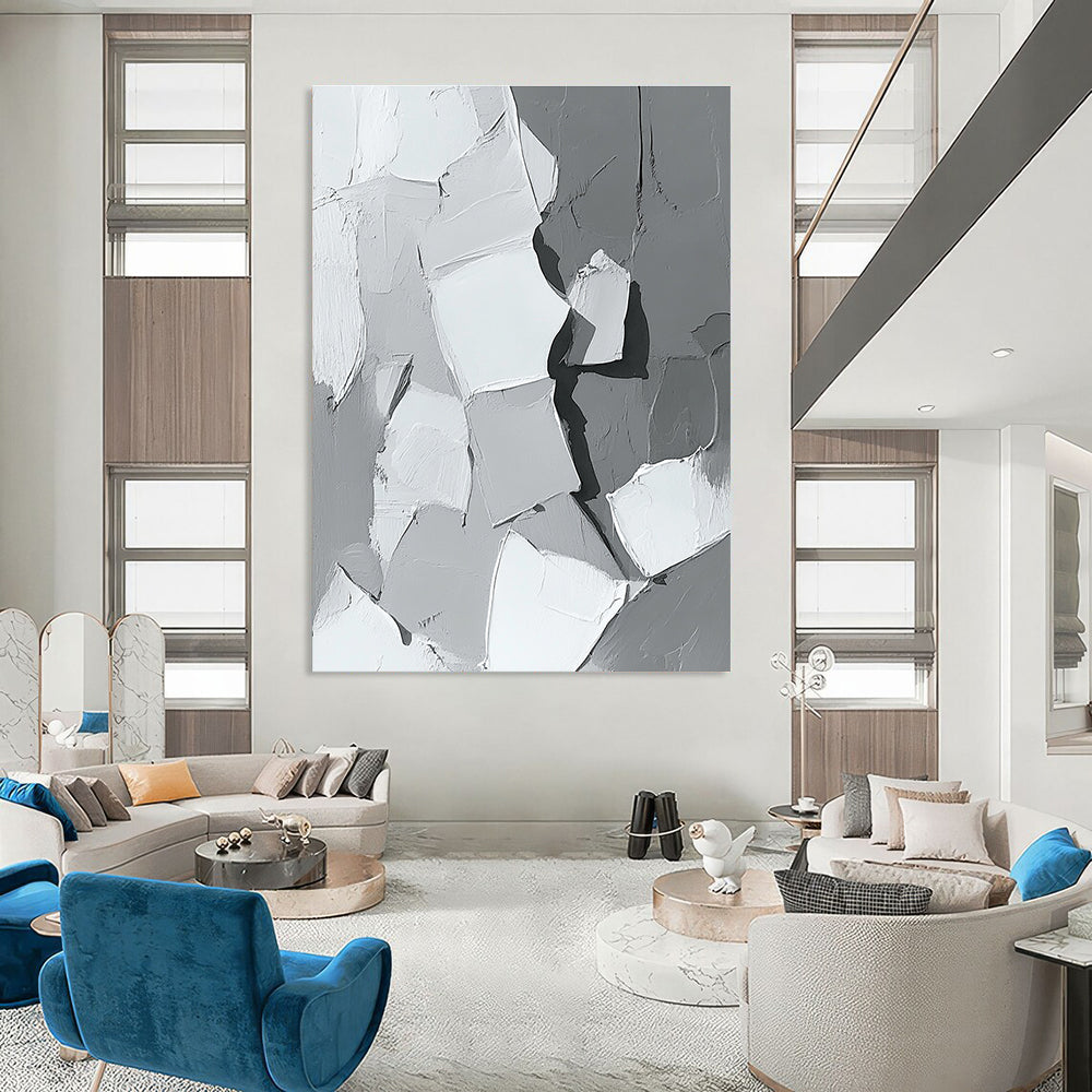 Textured Gray Abstract for Modern Minimalist Lounge & Art Gallery Installation STSC479