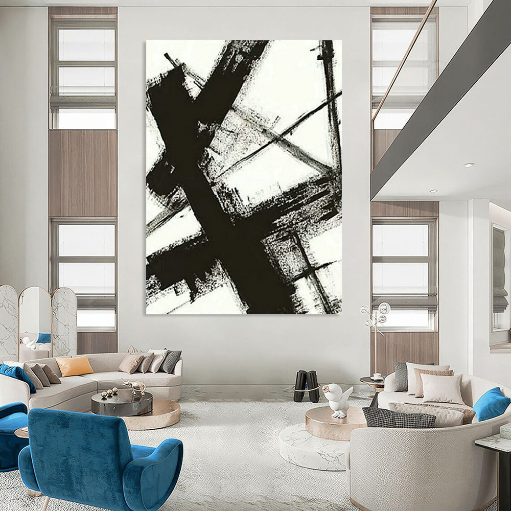 Black and White Ink Abstract Art for Minimalist Gallery & Zen - Inspired Home Study DLZ1592