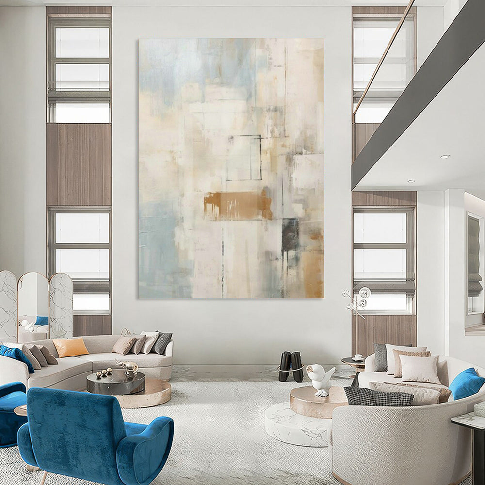 Light Blue - Brown Abstract Art for Coastal - Inspired Home & Art - Themed Hotel DLZ1957
