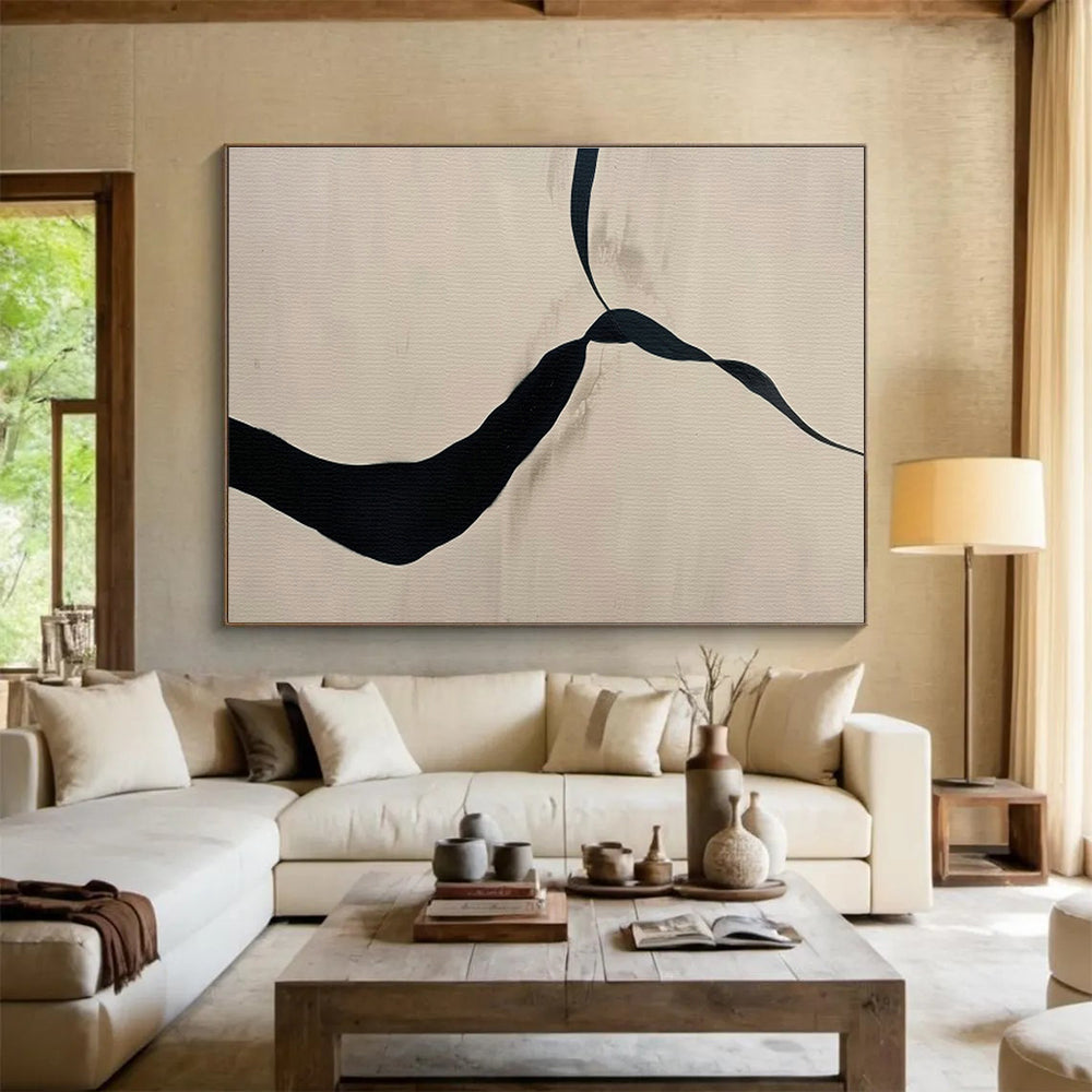 Black Ribbon - like Abstract Art for Contemporary Hallway Displays DLZ2529