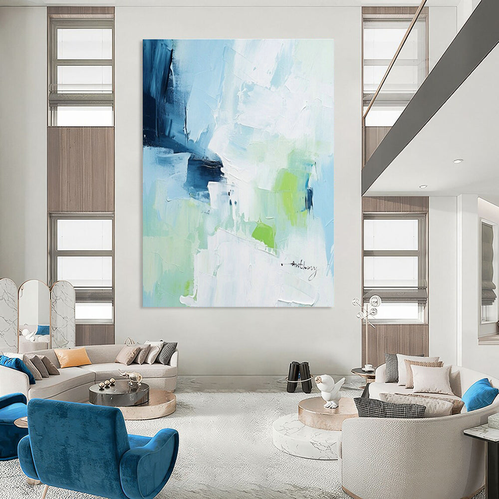 Blue - Green Abstract Art for Wellness Spa & Eco - Friendly Home DLZ1649