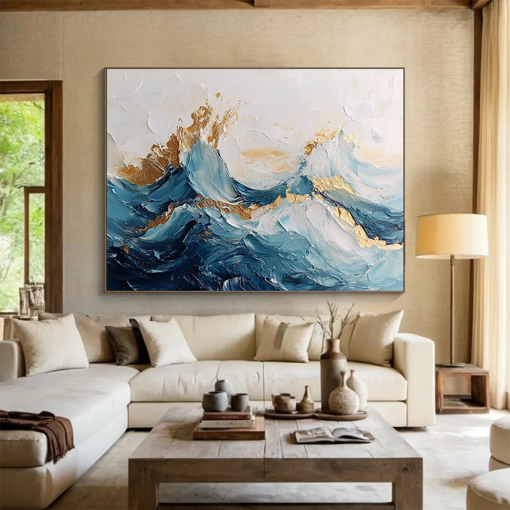 Textured Wave with Gold Art for Luxury Beachfront Villa & High - End Spa SC101
