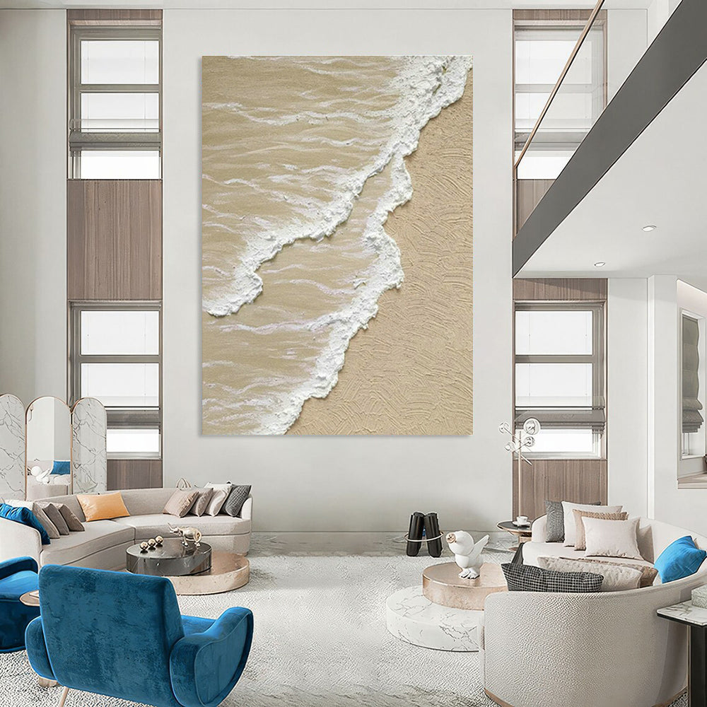 Textured Beach Wave Art for Coastal Home Office & Beachfront Boutique Hotel DLZ1507