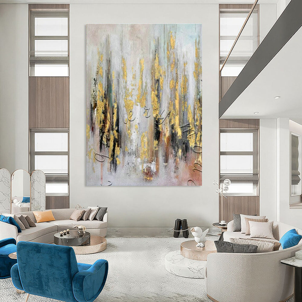 Gold - Veined Abstract Art for Event Venue & Glamorous Home Dining Room DLZ1778