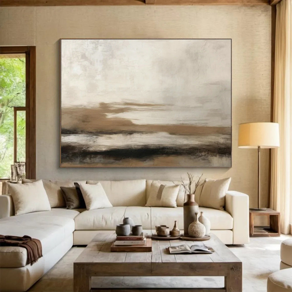 Layered Brown - Grey Abstract Art for Industrial - Style Loft Edge DLZ2716