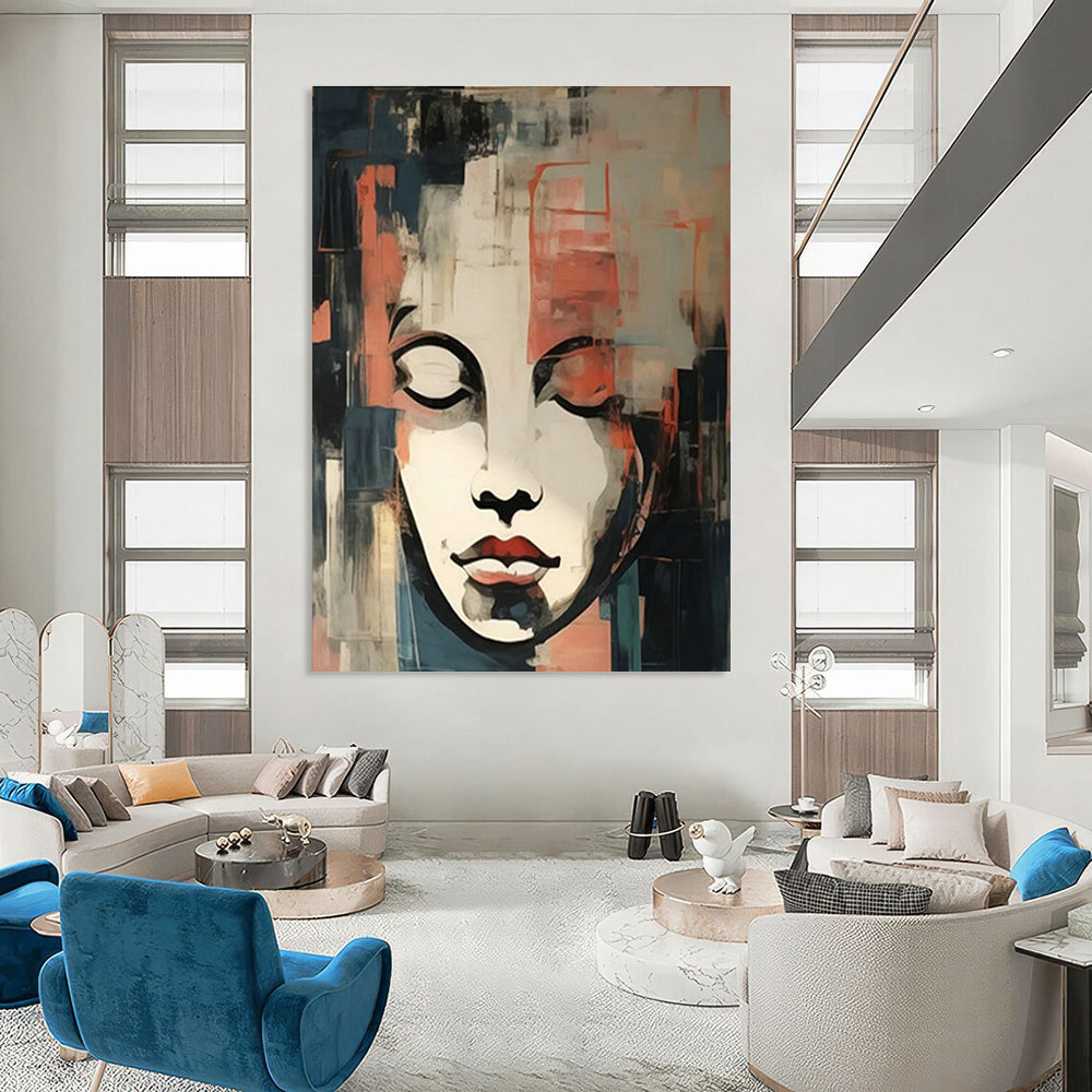Face Collage Abstract Art for Bohemian Bedroom & Art Gallery Corridor DLZ1715