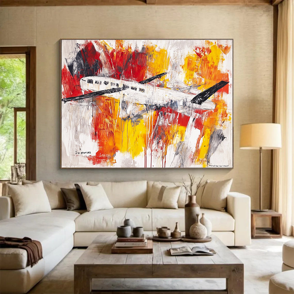 Abstract Plane Painting Art for Aviation - Themed Bar & Adventure - Lover’s Study SC333